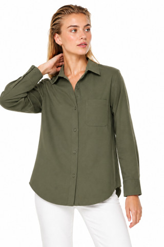 Thumbnail 1: Beach Lunch Lounge Women's Alessia Solid Button Down 3/4 Sleeve Top 