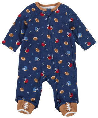 Thumbnail 1: Little Me Baby Boys Long Sleeve Football Footie Pajamas 