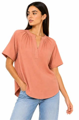 Thumbnail 1: Beach Lunch Lounge Women's Aubree Solid Popover Short Sleeve Top 