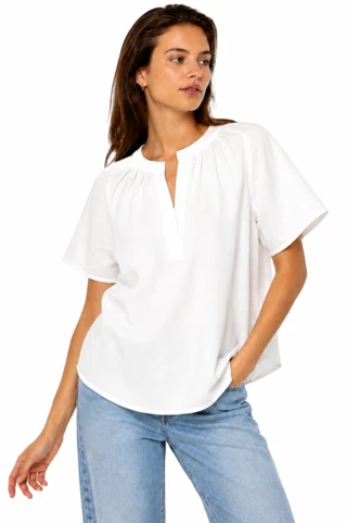 Thumbnail 1: Beach Lunch Lounge Women's Aubree Solid Popover Short Sleeve Top 