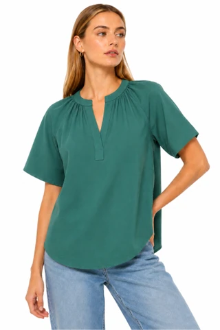 Thumbnail 1: Beach Lunch Lounge Women's Aubree Solid Popover Short Sleeve Top 