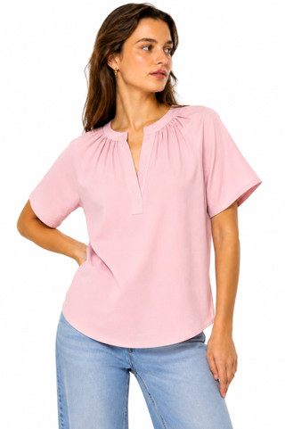 Thumbnail 1: Beach Lunch Lounge Women's Aubree Solid Popover Short Sleeve Top 