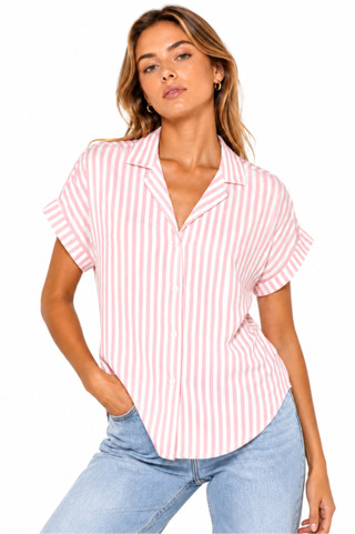 Thumbnail 1: Beach Lunch Lounge Women's Harper Button Down Short Sleeve Top 