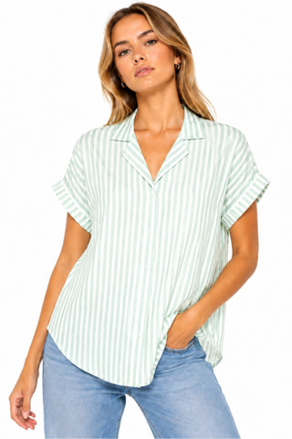 Thumbnail 1: Beach Lunch Lounge Women's Harper Button Down Short Sleeve Top 