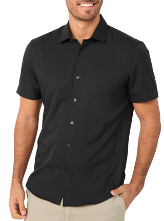 Thumbnail 1: Perry Ellis Men's Short Sleeve Solid Button Down Shirt 