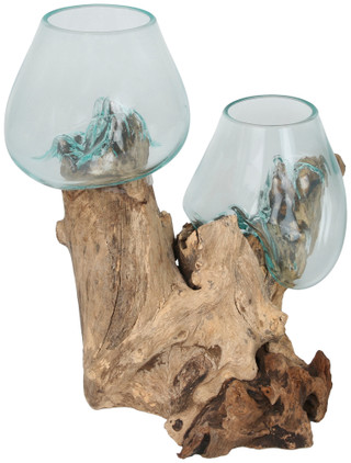 Thumbnail 1: Contrast 20 In Double Glass Vase on Driftwood Base 
