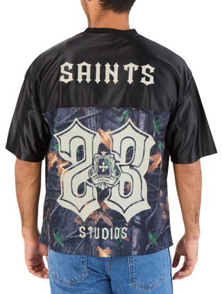 Thumbnail 2: SAINTS STUDIO Men's Tree Camo Mesh Football Jersey 