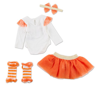 Thumbnail 2: Baby Essentials Baby Girls 4 Pc Harvest Body Suit, Tutu, Leg Warmers & Bow 