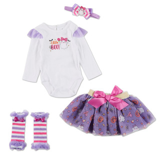 Thumbnail 1: Baby Essentials Baby Girls 4 Pc Halloween Body Suit, Tutu, Leg Warmers & Bow 