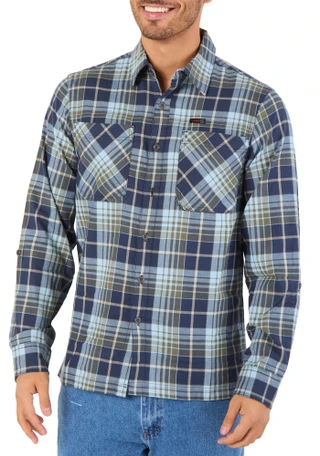 Thumbnail 1: Wrangler Men's Long Sleeve 2 Pocket Button Down Flannel Shirt 
