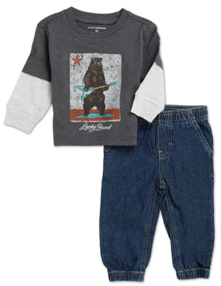 Thumbnail 1: Lucky Brand Baby Boys 2 Pc Pants Set  