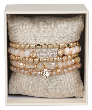 Thumbnail 1: Nicole Miller 5 Pc Gold Tone Beaded Bracelet Set 
