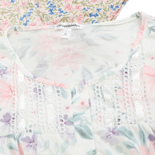 Thumbnail 3: Catherine Malandrino Womens 2 Pk Short Sleeve Floral Henley Night Gowns 