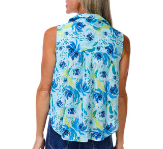 Thumbnail 2: Coral Bay Petite Sleeveless Printed Button Down Gauze Top 