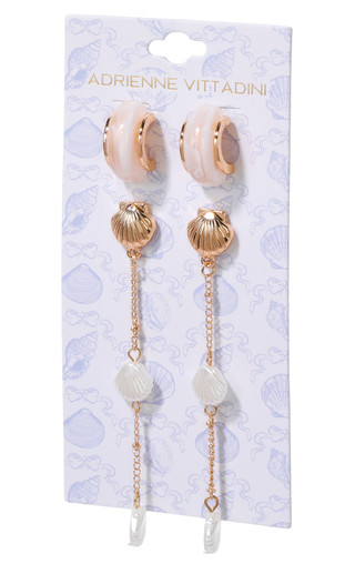 Thumbnail 3: ADRIENNE VITTADINI 2 Pc Gold Tone Seashell Stud Earrings Set 