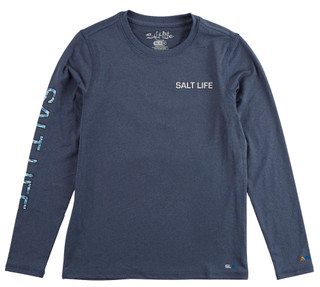 Thumbnail 1: Salt Life Youth Camo Crest Long Sleeve Crew Tee 