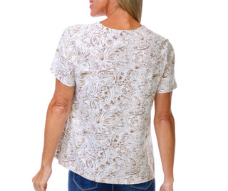 Thumbnail 2: Coral Bay Petite Short Sleeve Henley V Neck Top 