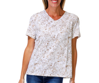 Thumbnail 1: Coral Bay Petite Short Sleeve Henley V Neck Top 