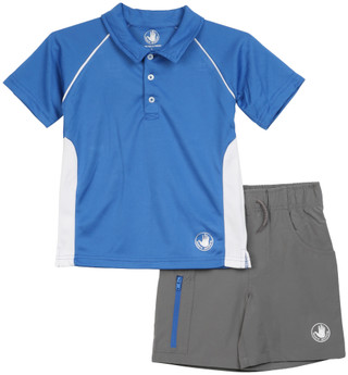 Thumbnail 1: Body Glove Little Boys 2 Pc Short Sleeve Tech Polo Short Set 