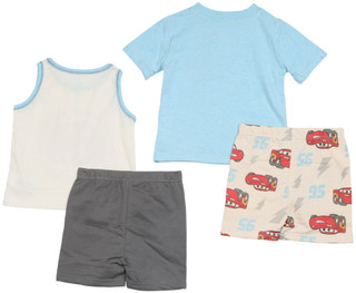 Thumbnail 2: Cars Baby Boys 4 Pc Mix & Match Graphic Top Short Set 