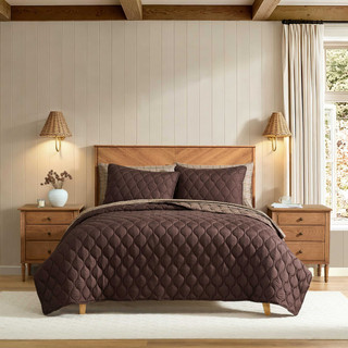 Thumbnail 2: Nautica Nautica Ogee Stitch Houndstooth Microfiber Quilt Set 