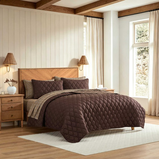 Thumbnail 17: Nautica Nautica Ogee Stitch Houndstooth Microfiber Quilt Set 