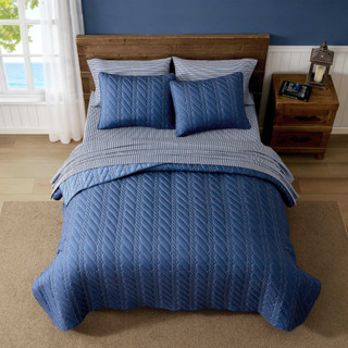 Thumbnail 18: Nautica Nautica Rope Stitch Microfiber Quilt Set 