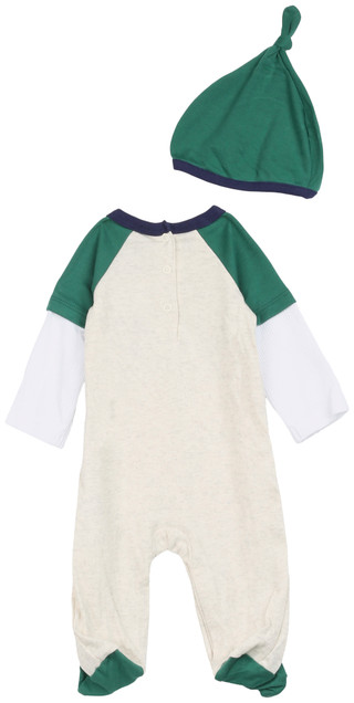 Thumbnail 2: Baby Essentials Baby Boys 2 Pc Little Champ Onesie Beanie Set 