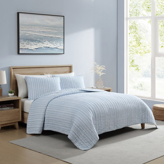 Thumbnail 13: Nautica Nautica Coleridge Stripe Cotton Quilt Set 