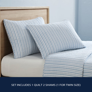 Thumbnail 19: Nautica Nautica Coleridge Stripe Cotton Quilt Set 