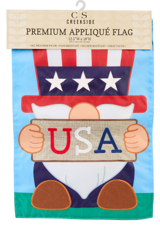 Thumbnail 1: Creekside 12x18 Uncle Sam Gnome Flag Outdoor Decor 
