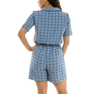 Thumbnail 4: Nina Leonard Women's s Belted Button Front Short Sleeve Romper 