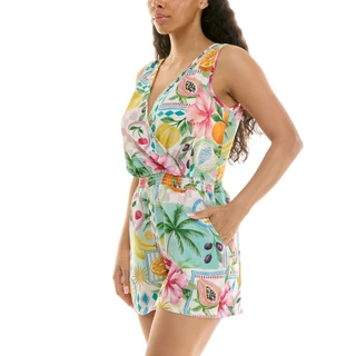 Thumbnail 4: Nina Leonard Women's Textured Wave Smocked Sleeveless Romper 