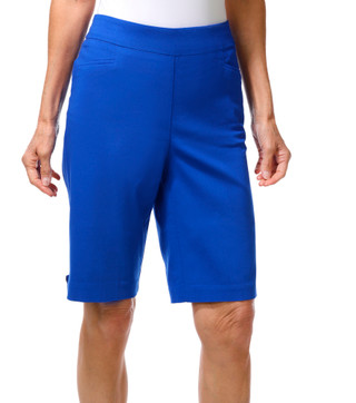 Thumbnail 1: Coral Bay Women's Solid Seashell Button Hem Bermuda Shorts 