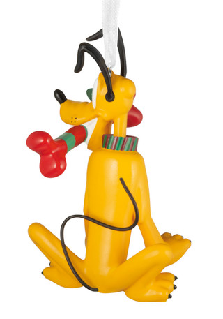 Thumbnail 3: Mickey Mouse Pluto with Candy Cane Bone Christmas Ornament 
