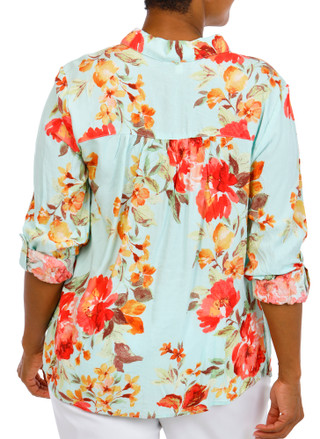 Thumbnail 2: FIGUEROA & FLOWER Plus Roll Tab Tie Font Print Top 