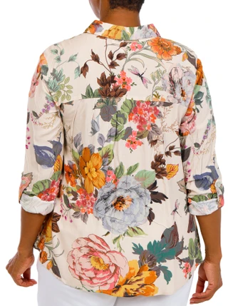 Thumbnail 3: FIGUEROA & FLOWER Plus Roll Tab Tie Font Print Top 