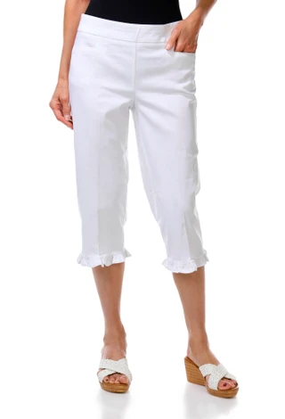 Thumbnail 1: Coral Bay Petite Solid Ruffle Hem Capris 