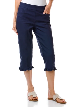 Thumbnail 1: Coral Bay Petite Solid Ruffle Hem Capris 
