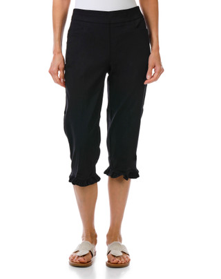 Thumbnail 1: Coral Bay Petite Solid Ruffle Hem Capris 