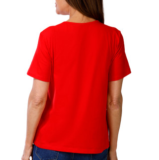 Thumbnail 3: Coral Bay Petite Short Sleeve Bling Flag Crew Neck Top 