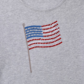 Thumbnail 3: Coral Bay Petite Short Sleeve Bling Flag Crew Neck Top 