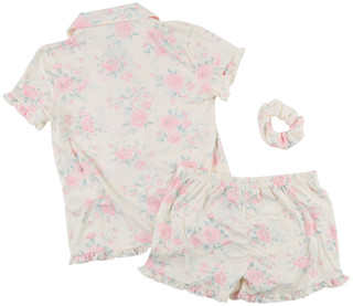 Thumbnail 2: Laura Ashley Big Girls 3 Pc Short Sleeve Floral Short Pajama Set  