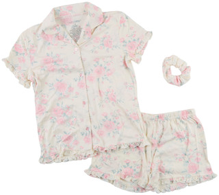 Thumbnail 1: Laura Ashley Big Girls 3 Pc Short Sleeve Floral Short Pajama Set  