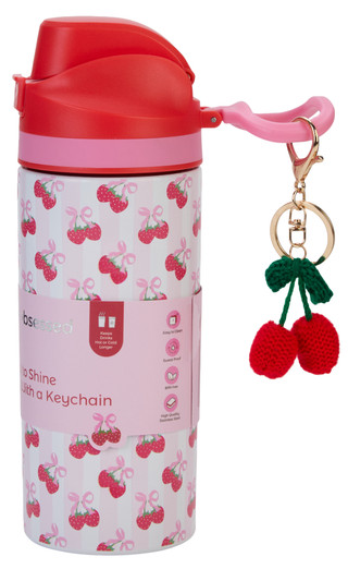 Thumbnail 2: A little obsessed 16 oz Cherry Bow Stripe Water Bottle 