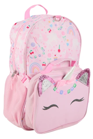 Thumbnail 1: Chasing Rainbows Unicorn Printed Laptop Backpack w/ Headphones 