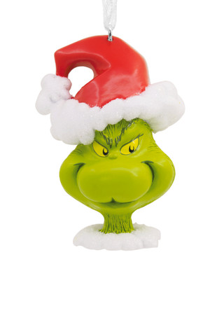 Thumbnail 1: THE GRINCH Grinch Head Christmas Ornament 