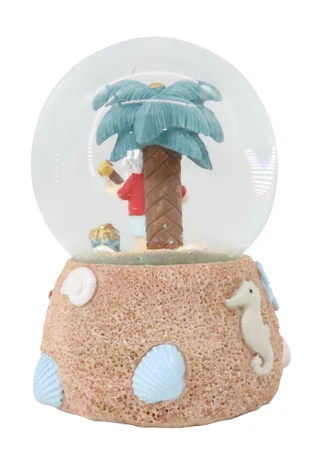Thumbnail 2: Magical Season 4" Coastal Santa Snow Globe 