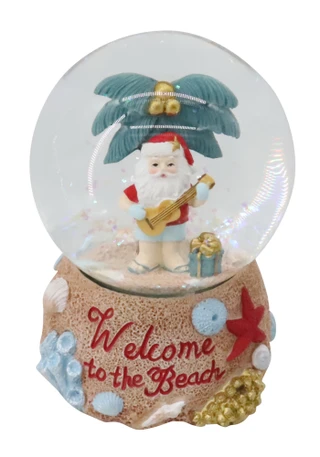 Thumbnail 1: Magical Season 4" Coastal Santa Snow Globe 