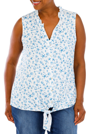 Thumbnail 1: Status by Chenault Women's Plus Sleeveless Tie Front Top 